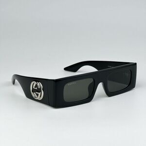 NEW Gucci GG1646S 001 Black Grey Unisex Rectangle Sunglasses GG 1646S